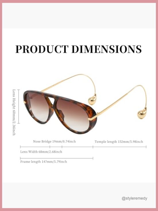Oversized Retro Aviator Sunglasses Metal Frame UV400 Protection
